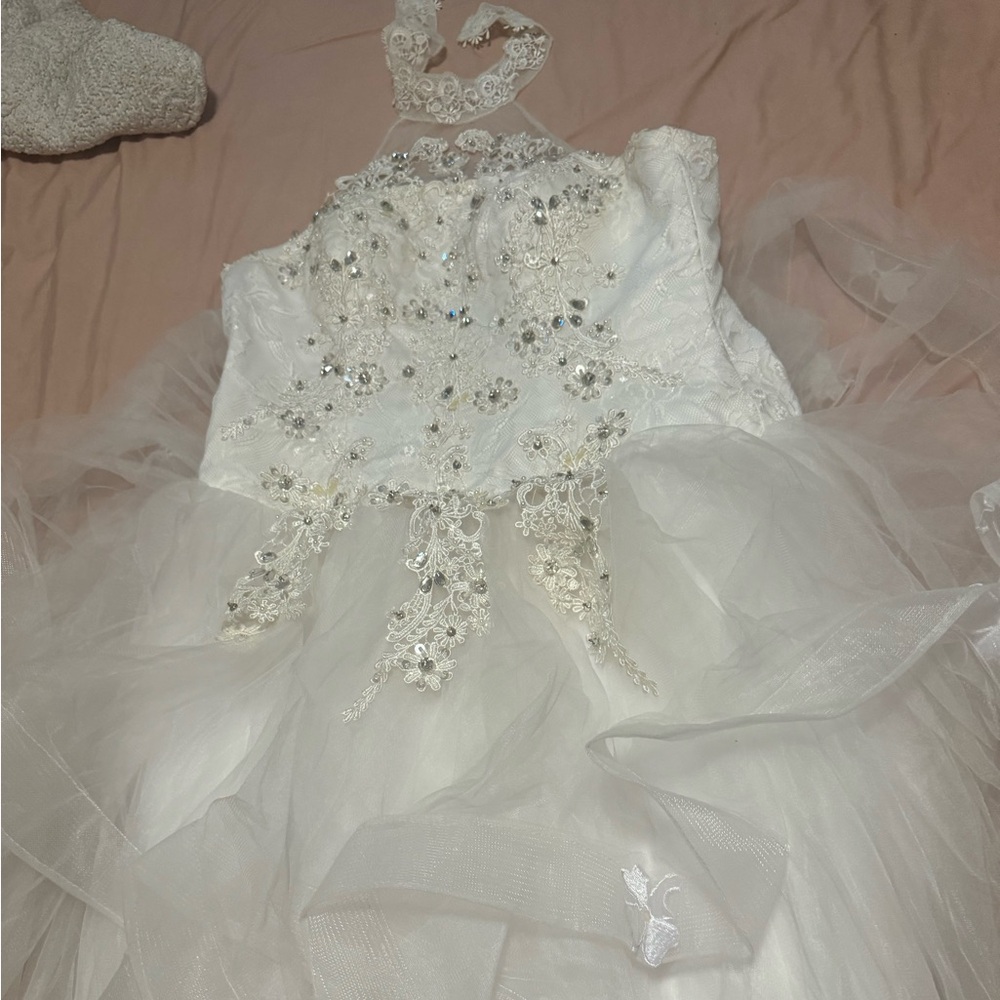 Elegant White Dress with Floral Embellishments